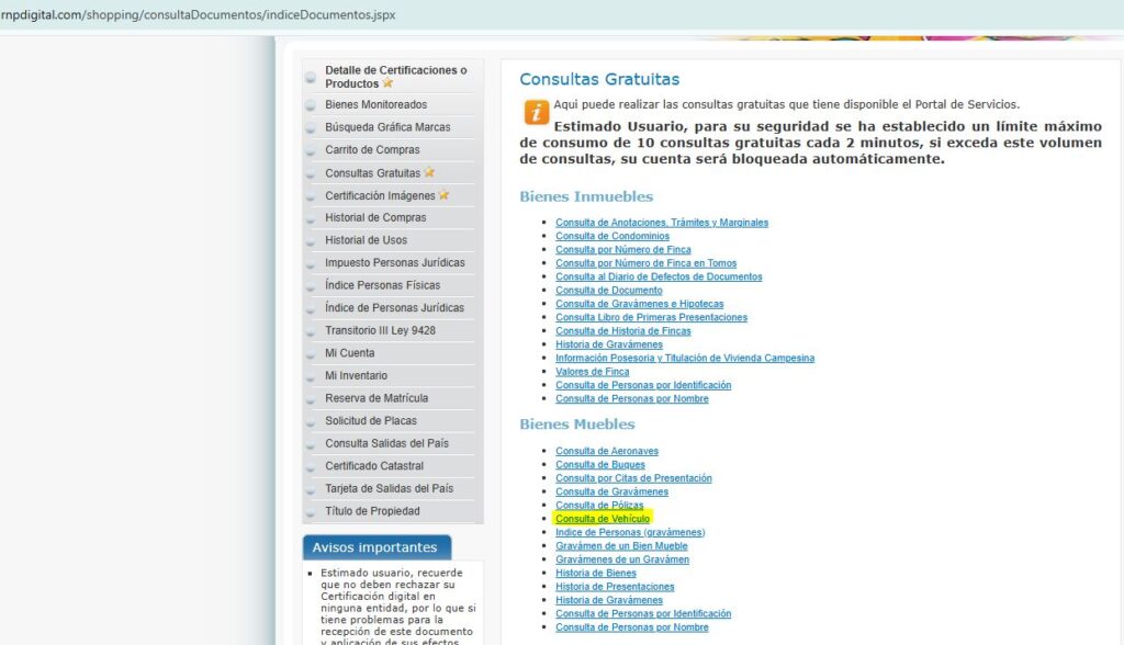 consulta vehiculo por placa costarica