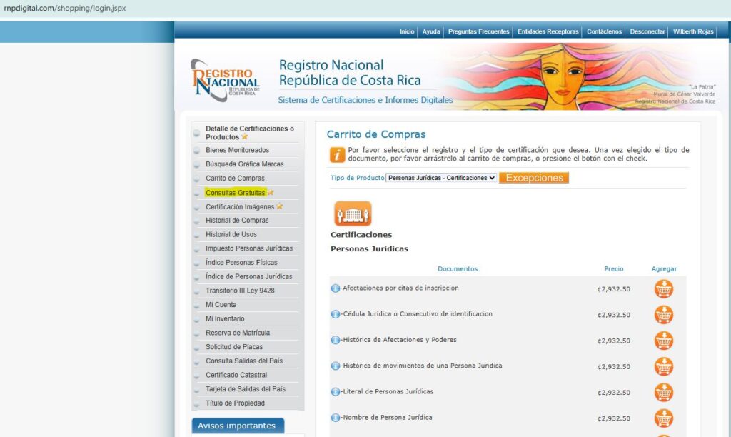 consultas gratuitas bienes y muebles costa rica