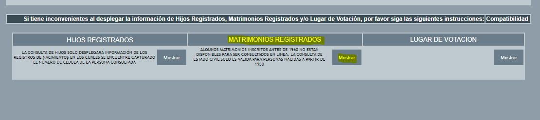 matrimonios registrados registro
